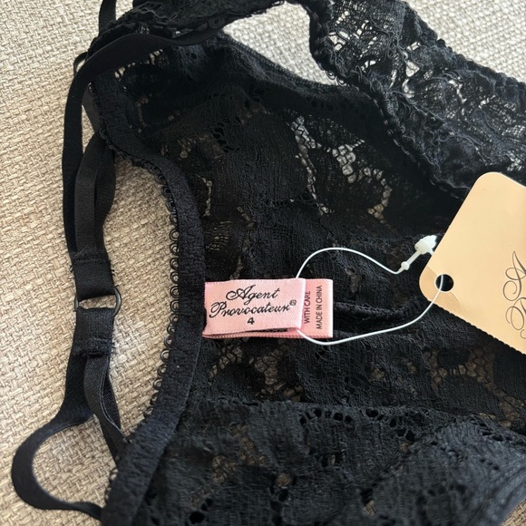 NWT! AGENT PROVOCATEUR RUDY BRA BLACK PURPLE SET Bra 36DD, Panties 4(L) - Picture 8 of 13